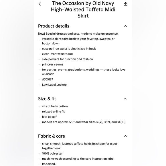 Old Navy Navy Black Midi Skirt NWT - Picture 3 of 4